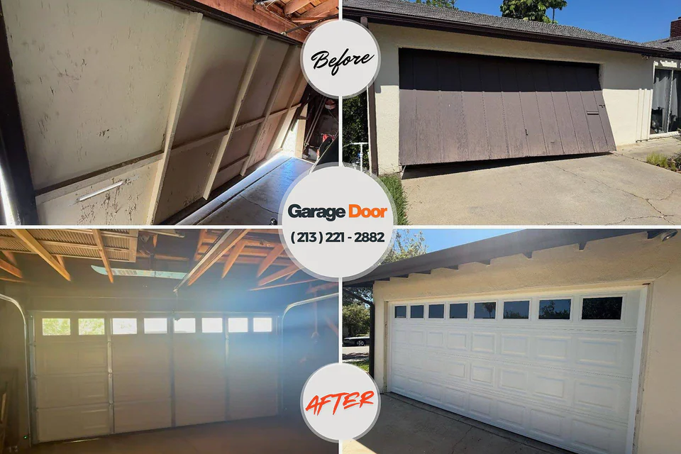 Before and after: garage door repair Ferndale, MD